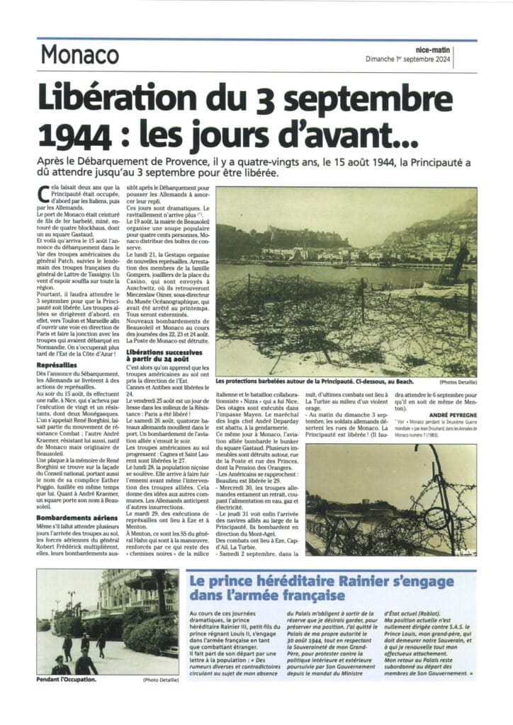 Monaco Matin du 1er septembre 2024